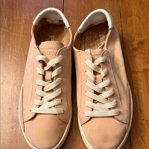 Soludos Beige Leather Sneakers with White Laces